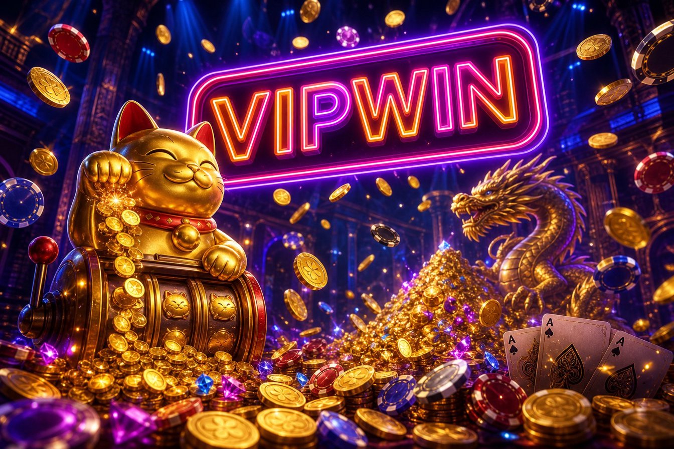 Giao diện trang chủ VIPWIN với các danh mục trò chơi và biểu ngữ ưu đãi tân thủ